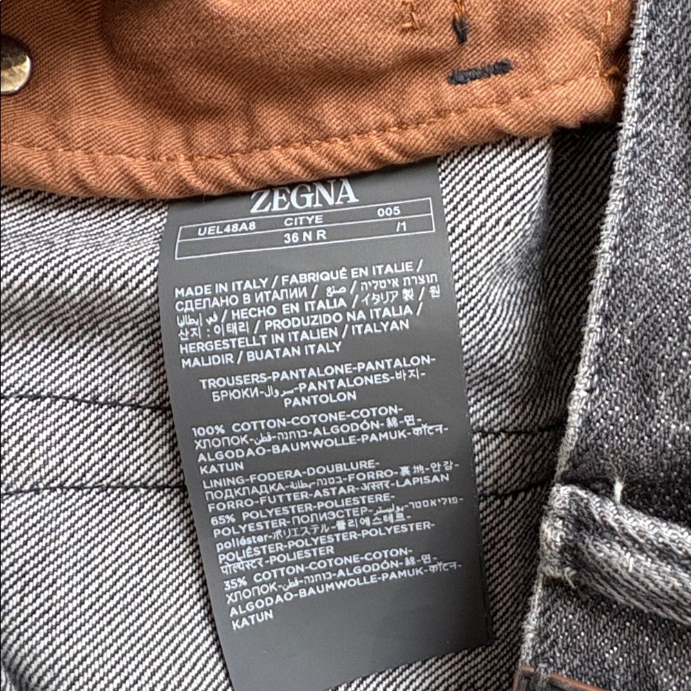 ZEGNA Roccia 5-Pocket 100% Cotton Slim City Fit Black Jeans, UEL 48A8, size 36NR - Picture 11 of 16